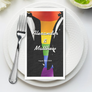 Elegant Modern Gay Men Wedding Rainbow Paper Guest Towels