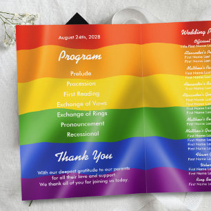 Elegant Modern Gay Men Wedding Rainbow Photo Program