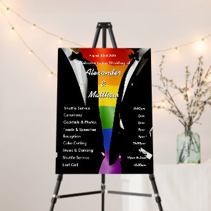 Elegant Modern Gay Men Wedding Rainbow Program Foam Board