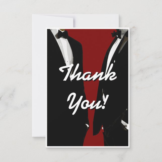 Elegant Modern Gay Men Wedding Rainbow Thank You Card (Front)