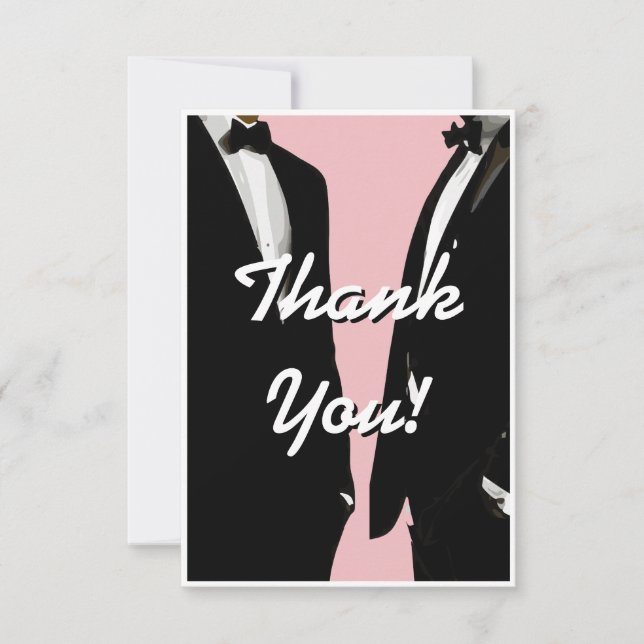 Elegant Modern Gay Men Wedding Rainbow Thank You Card (Front)
