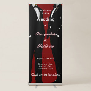 Elegant Modern Gay Men Wedding Retractable Banner