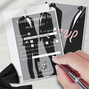 Elegant Modern Gay Men Wedding RSVP Card