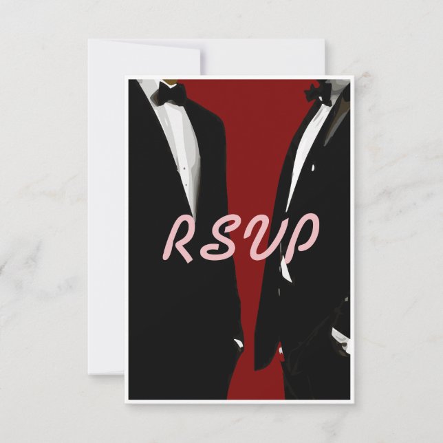 Elegant Modern Gay Men Wedding RSVP Card (Front)