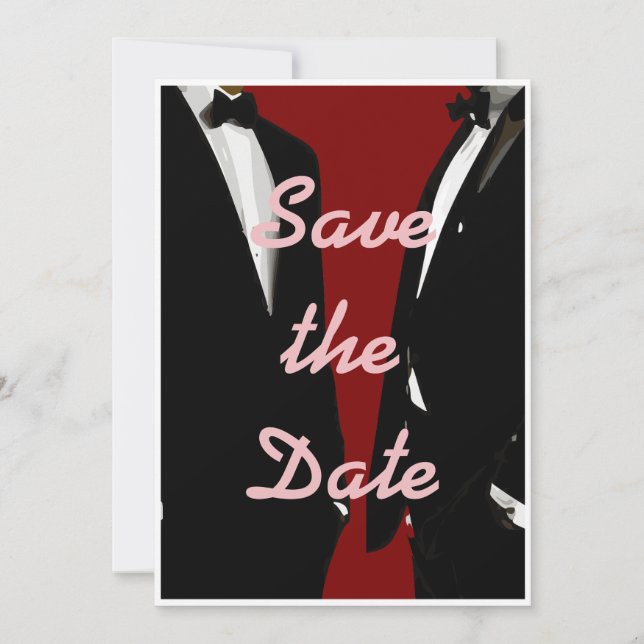 Elegant Modern Gay Men Wedding Save The Date (Front)