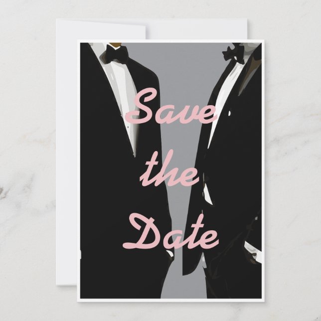 Elegant Modern Gay Men Wedding Save The Date (Front)