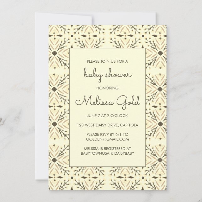 Elegant Modern Gender Neutral CUSTOM BABY SHOWER  Invitation (Front)
