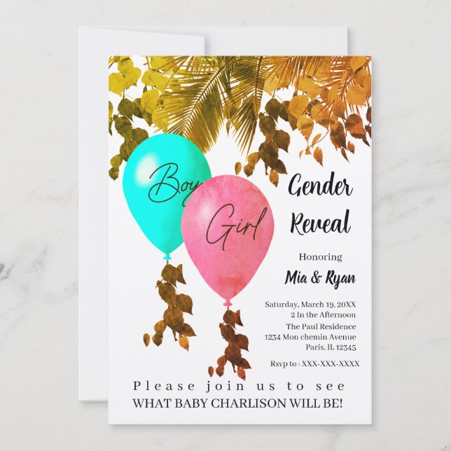 Elegant Modern Gender Reveal Invitation (Front)