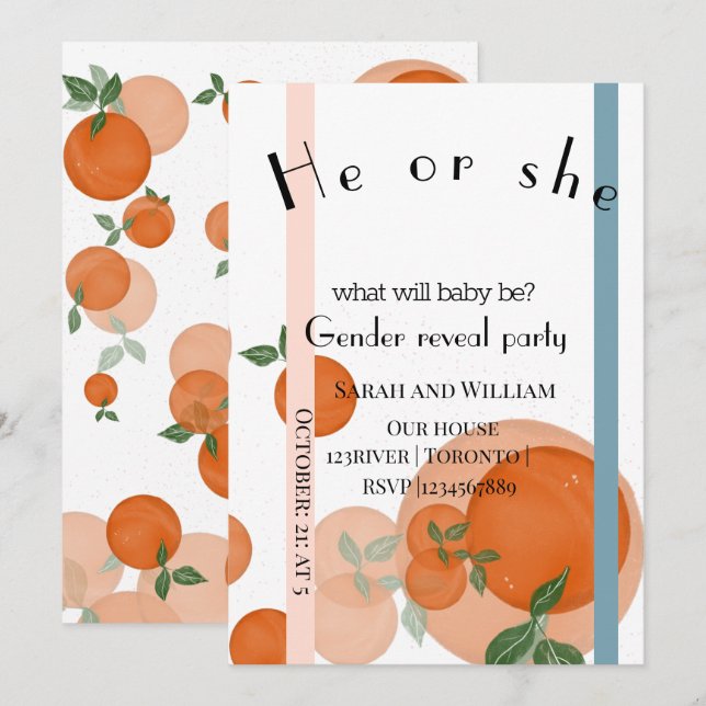 Elegant modern gender reveal  invitation (Front/Back)