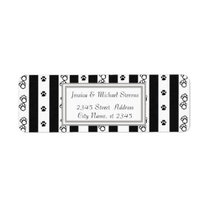 Elegant modern gentle dog paws stripes label