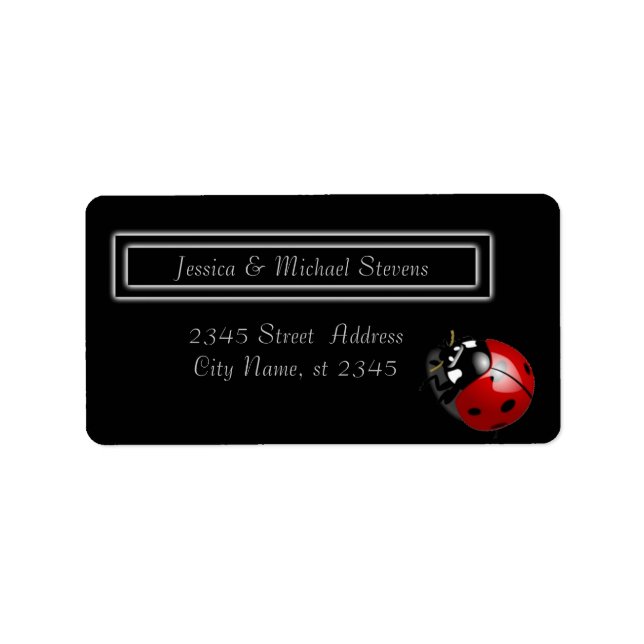 Elegant modern gentle wedding ladybug label (Front)