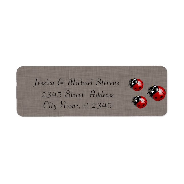 Elegant modern gentle wedding ladybugs linen label (Front)