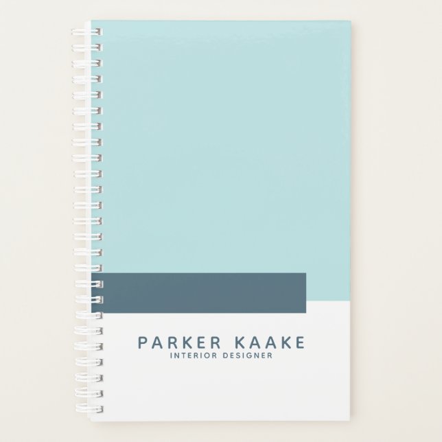 Elegant Modern Geometric Blue Planner (Front)