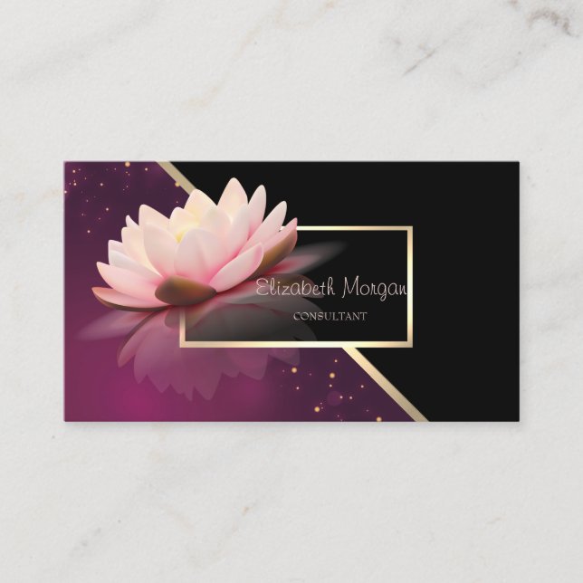 Elegant Modern Geometric, Elegant Lotus Business Card (Front)