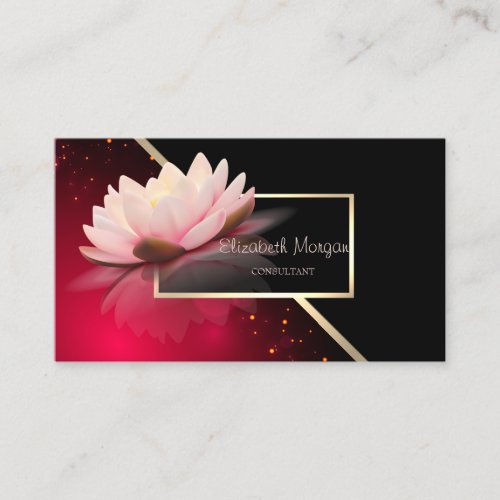 Elegant Modern Geometric Elegant Lotus Red Business Card