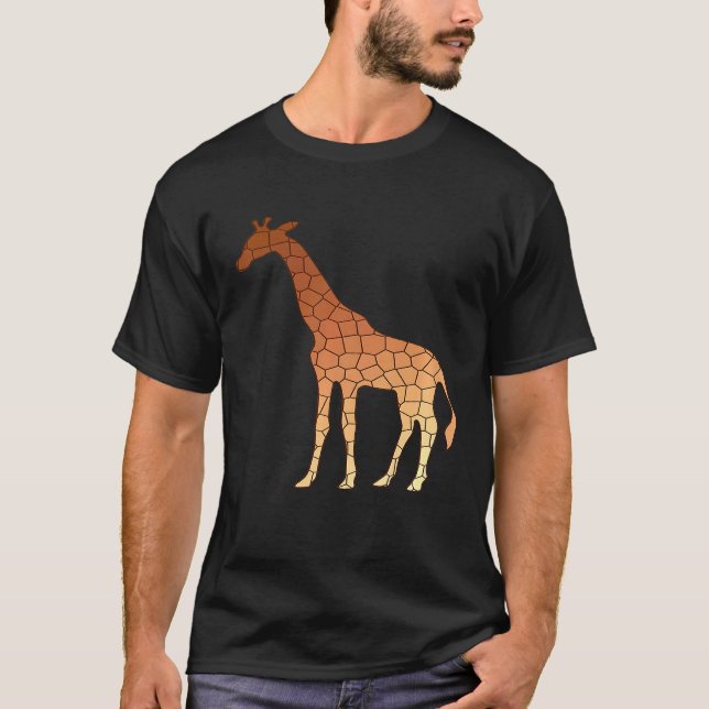 Elegant Modern Geometric Giraffe In Copper Brown T-Shirt (Front)
