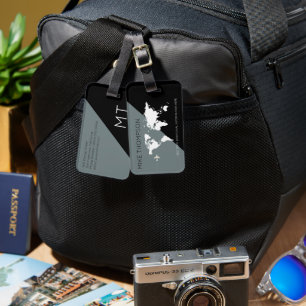 Elegant Modern Geometric Gray Black Luggage Tag