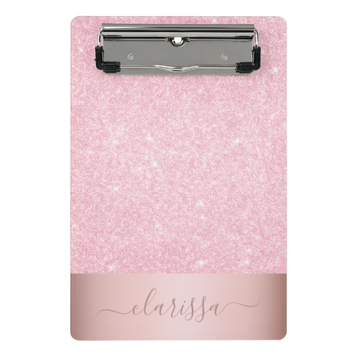 Elegant modern geometric rose gold glitter mini clipboard