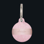 Elegant modern geometric rose gold glitter pet ID tag<br><div class="desc">Stylish geometric design featuring faux rose gold glitter,  faux rose gold stripe and elegant calligraphy font.</div>
