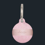 Elegant modern geometric rose gold glitter pet ID tag<br><div class="desc">Stylish geometric design featuring faux rose gold glitter,  faux rose gold stripe and elegant calligraphy font.</div>