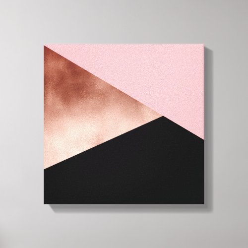 elegant modern geometric rose gold pink black canvas print