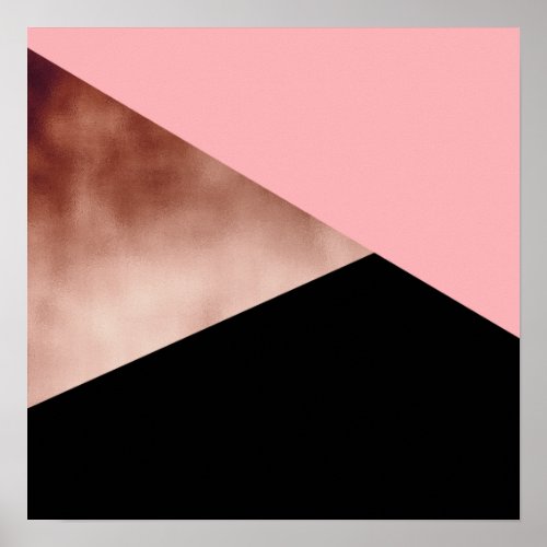 elegant modern geometric rose gold pink black poster