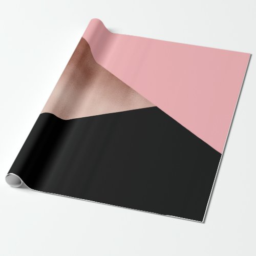 elegant modern geometric rose gold pink black wrapping paper