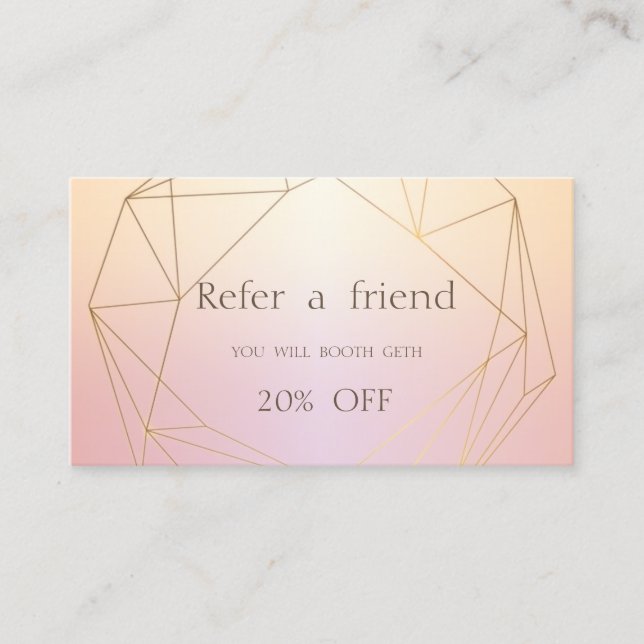 Elegant , Modern Geometric,Shiny  Referral Card (Front)