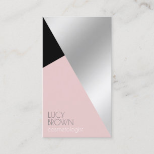 Elegant modern geometric silver cosmetologist business card