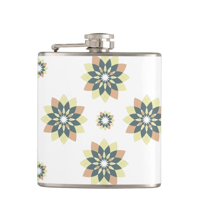 Elegant Modern Geometric Star Bursts Flask (Front)