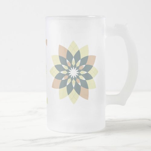 Elegant Modern Geometric Star Bursts Frosted Glass Beer Mug