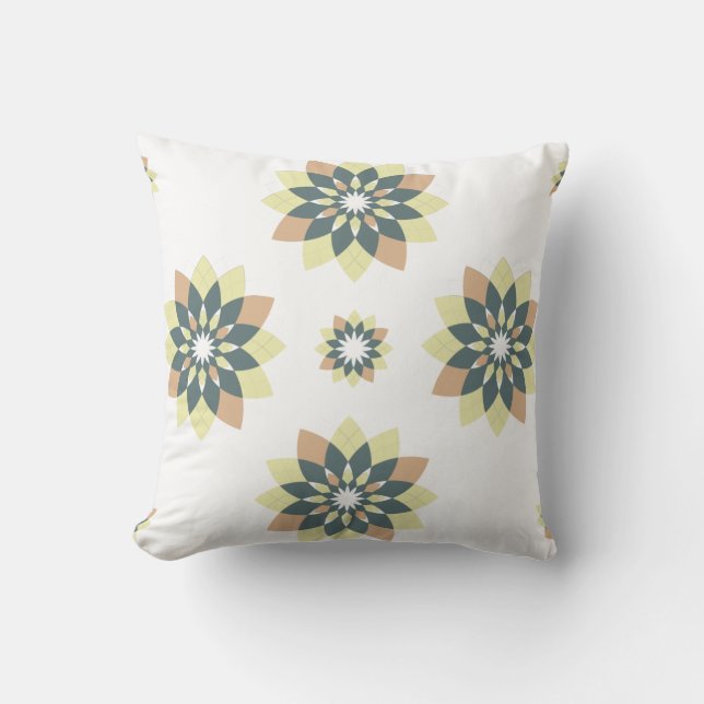 Elegant Modern Geometric Star Bursts Throw Pillow (Front)