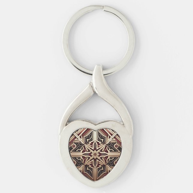 Elegant Modern Geometric Star Patterned Keychain (Front)