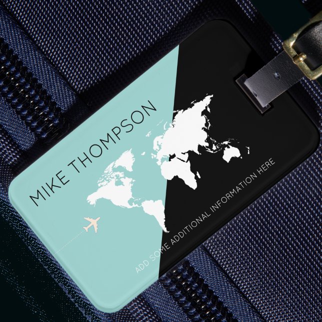 Elegant, modern & geometric world travel luggage tag (Creator Uploaded)