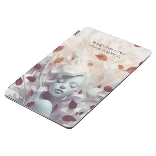 Elegant Modern Girl Rises in Red Pastel Floral iPad Air Cover