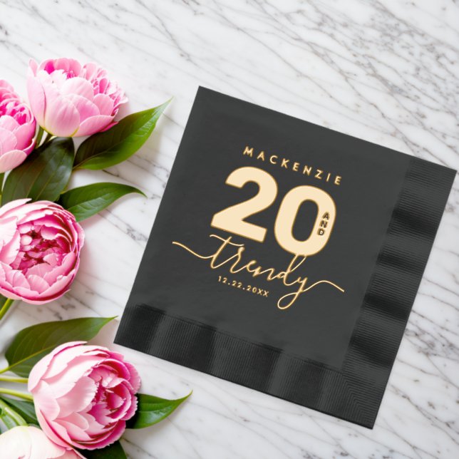 Elegant Modern Girly 20 and Trendy Foil Napkins (Insitu (Wedding))