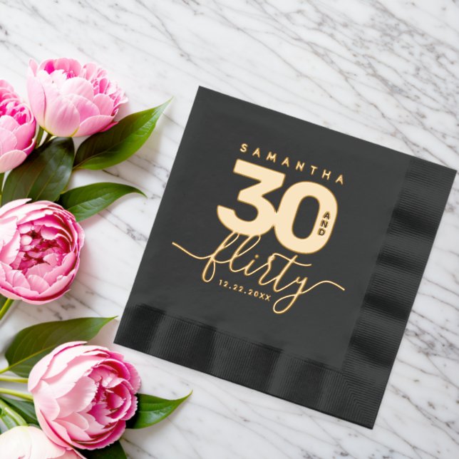 Elegant Modern Girly 30 and Flirty Foil Napkins (Insitu (Wedding))