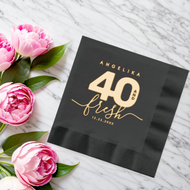 Elegant Modern Girly 40 and Fresh Foil Napkins (Insitu (Wedding))