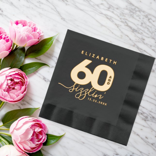 Elegant Modern Girly 60 and Sizzlin' Foil Napkins (Insitu (Wedding))