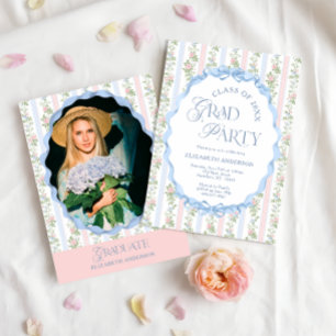 Elegant Modern Girly Bows Graduate Party Invitation