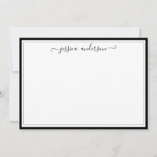 Elegant Modern Girly Classic Stylish Black Script Note Card