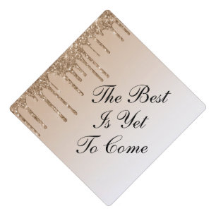 elegant modern girly dripping gold glitter graduation cap topper