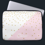Elegant modern girly faux gold glitter confetti laptop sleeve<br><div class="desc">Chick combination of blush pink color block and faux gold glitter confetti.</div>