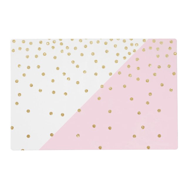 Elegant modern girly faux gold glitter confetti placemat (Front)