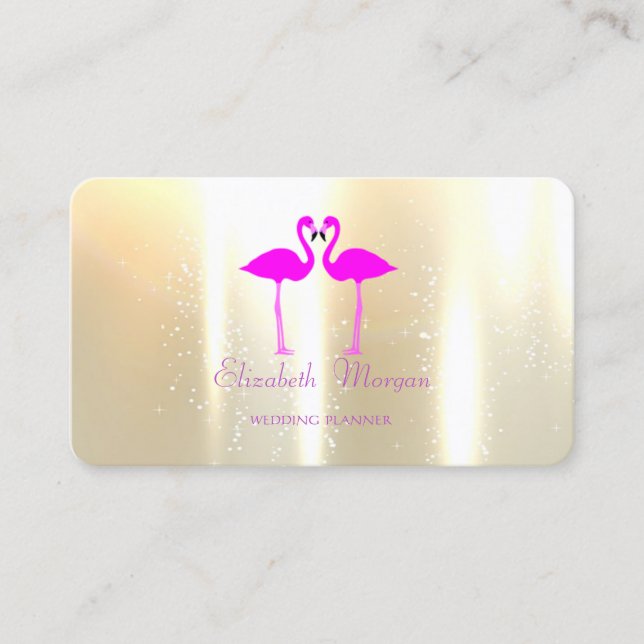 Elegant Modern Girly Funny,Pink Flamingos In Love Business Card (Front)
