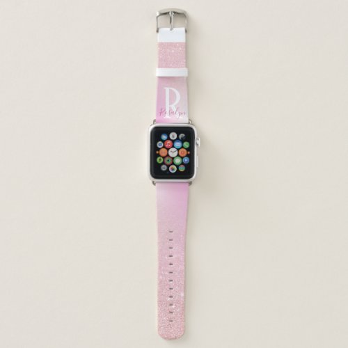 Elegant modern girly ombre pink rose gold glitter apple watch band