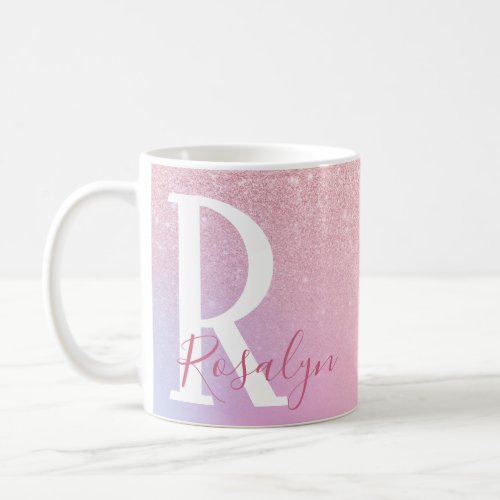 Elegant modern girly ombre pink rose gold glitter coffee mug