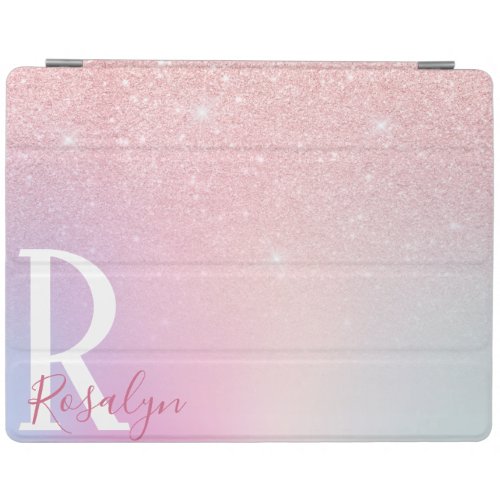 Elegant modern girly ombre pink rose gold glitter iPad smart cover