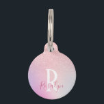 Elegant modern girly ombre pink rose gold glitter pet ID tag<br><div class="desc">This pretty pet ID tag design features gradient faux pink rose gold glitter,  rainbow background and elegant calligraphy font.</div>