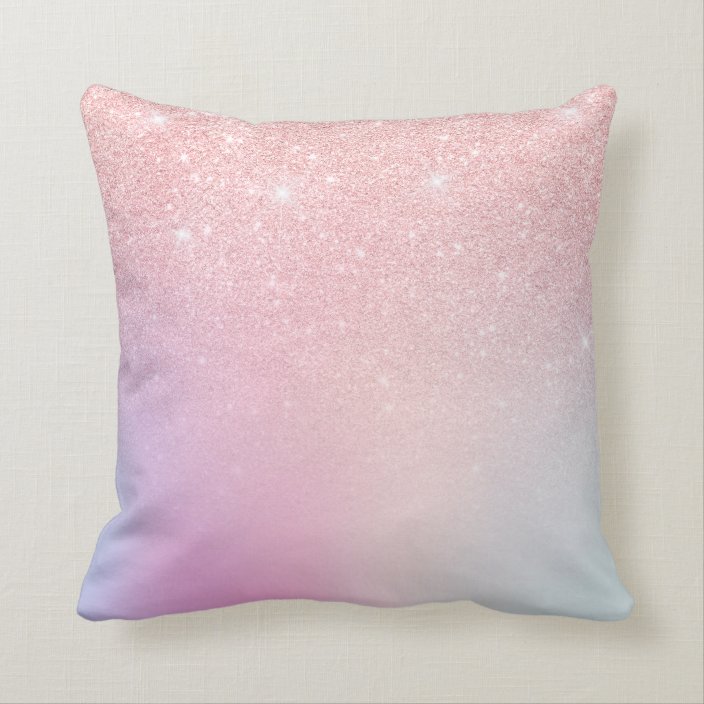 Elegant modern girly ombre pink rose gold glitter throw pillow